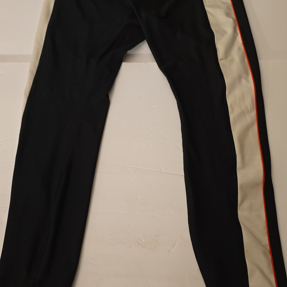 RX Black and White Athletic Leggings with Pink Stripe